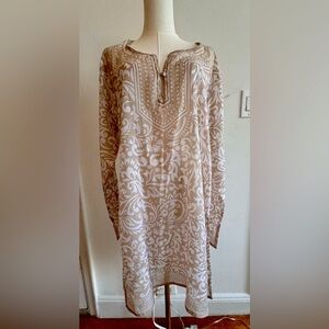 Raj Tan and Cream Long Sleeve coverup